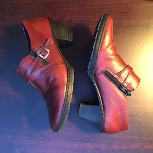 Burgundy slip on block heels, Rieker Sz EU37